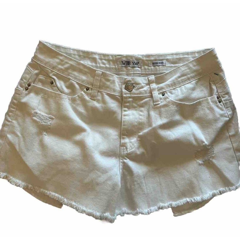 WBB YMI Women's Juniors Size 9 /29 Shorts White Jean High Rise‎ Shortie Cutoff